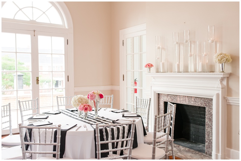 black and white reception table