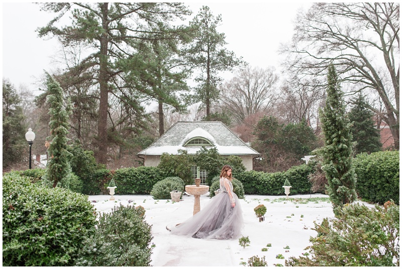 Image of snowy bride by charlotte wedding photographer